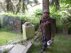 The artist at the beginning of the installation