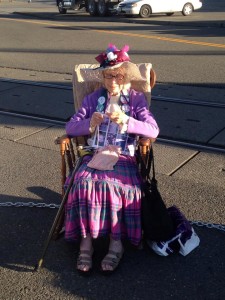 Shirley Morrison of the Raging Grannies at the Shell protest just before she was arrested