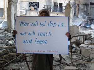 Campaign in Douma to stop the bombing of the schools